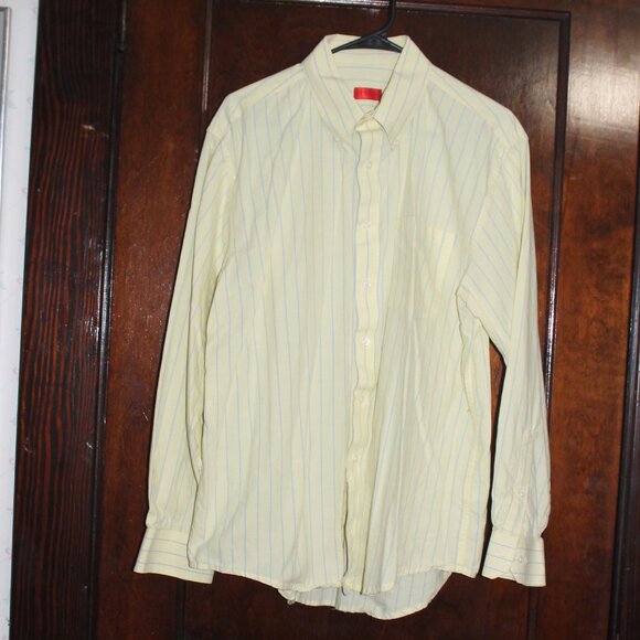 IZOD Yellow Pinstripe Dress Shirt, Large - Picture 1 of 7